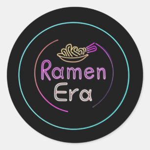 RAMEN ERA, japanese food, NEON STYLE Classic Round Sticker