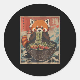 Ramen Japanese Graphic Tees Red Panda Anime Shirts Classic Round Sticker