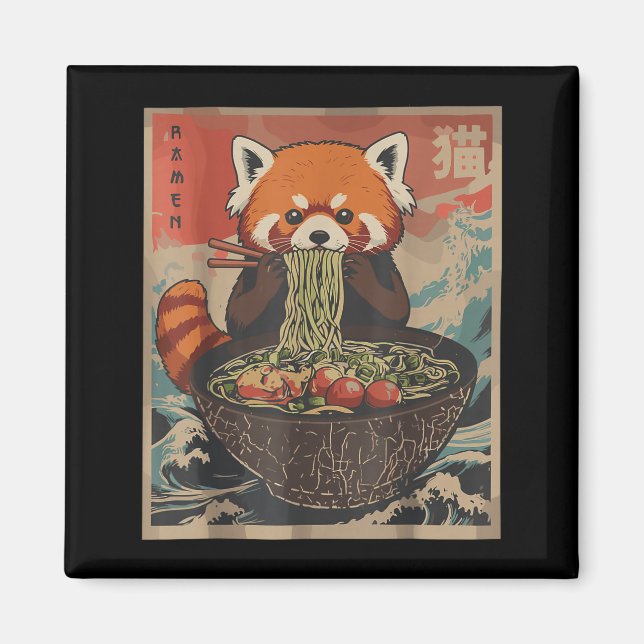Ramen Japanese Graphic Tees Red Panda Anime Shirts Magnet (Front)