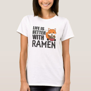 Ramen Japanese Noodle Cute Fox Eats Ramen T-Shirt