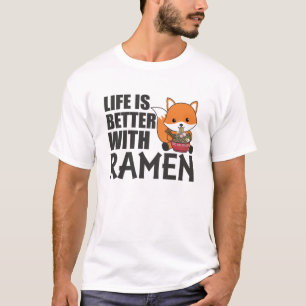 Ramen Japanese Noodle Cute Fox Eats Ramen T-Shirt