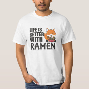 Ramen Japanese Noodle Cute Fox Eats Ramen T-Shirt