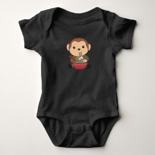 Ramen Japanese Noodles Sweet Monkey Eats Ramen Baby Bodysuit