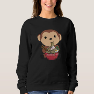 Ramen Japanese Noodles Sweet Monkey Eats Ramen Sweatshirt
