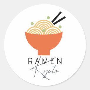Ramen/Japanese Restaurant White Modern Business Classic Round Sticker