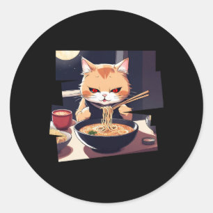 Ramen Kawaii Cat Anime 1  Classic Round Sticker