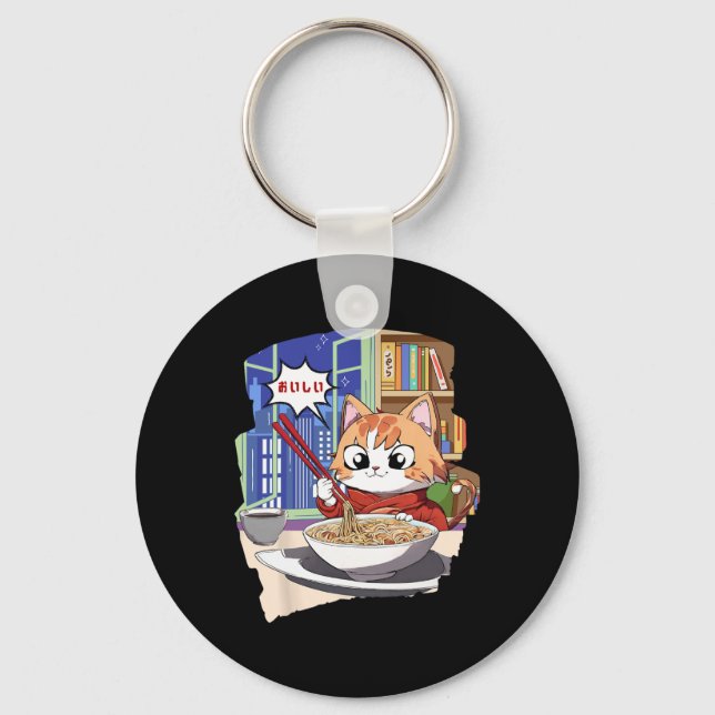 Ramen Kawaii Cat Anime  Key Ring (Front)