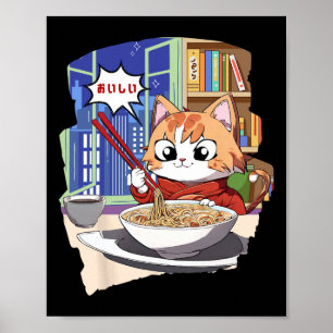 Ramen Kawaii Cat Anime  Poster