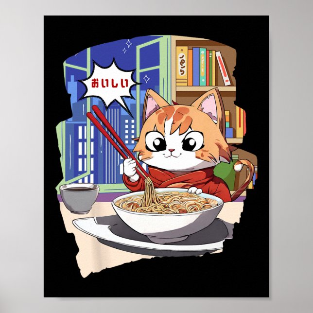 Ramen Kawaii Cat Anime  Poster (Front)