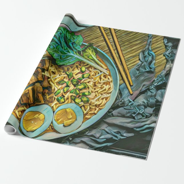 Ramen lover gift wrapping paper (Unrolled)