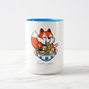 Ramen Lover Red Panda eating ramen Two-Tone Coffee Mug