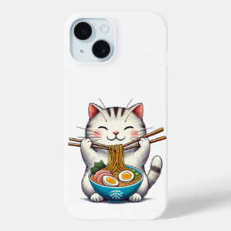Ramen loving cat iPhone 15 case
