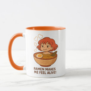 Ramen Makes Me Feel Alive Funny Noodle Lover Mug