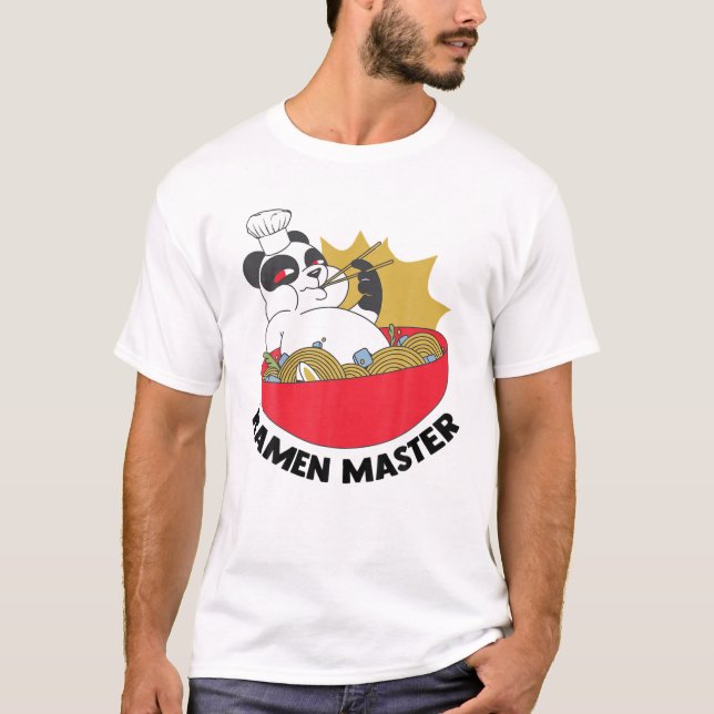Ramen Master - Anime Animals - Pandas Japanese Aes T-Shirt (Front)