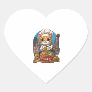 Ramen Neko � Funny Cat Chef Anime Food Heart Sticker