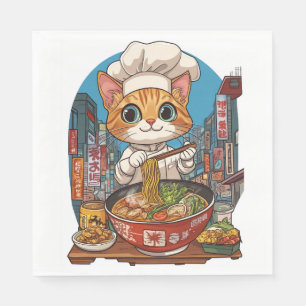 Ramen Neko � Funny Cat Chef Anime Food Napkin