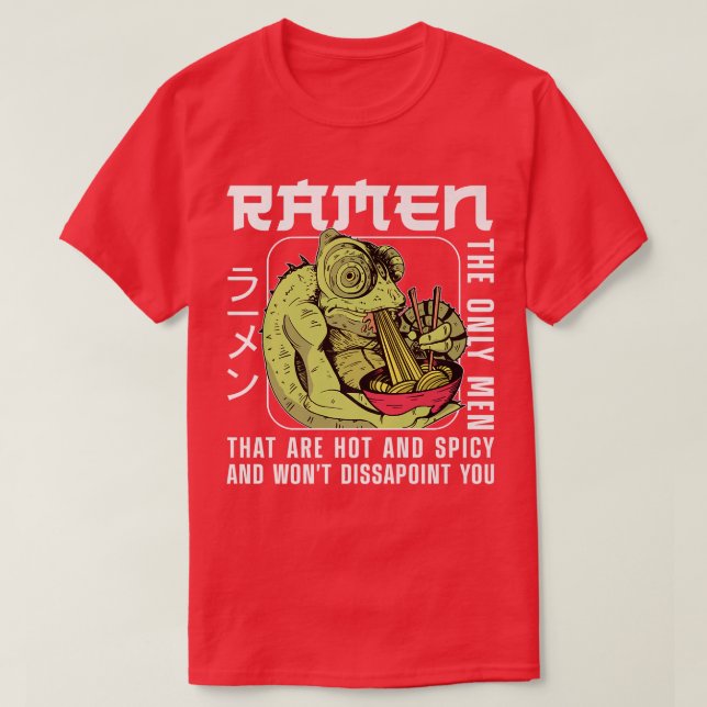 Ramen Noodle Bowl Love Japanese Kawaii Chameleon R T-Shirt (Design Front)