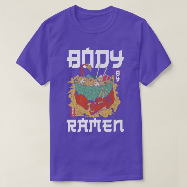 Ramen Noodle Bowl Love Japanese Kawaii Dragon Body T-Shirt (Design Front)