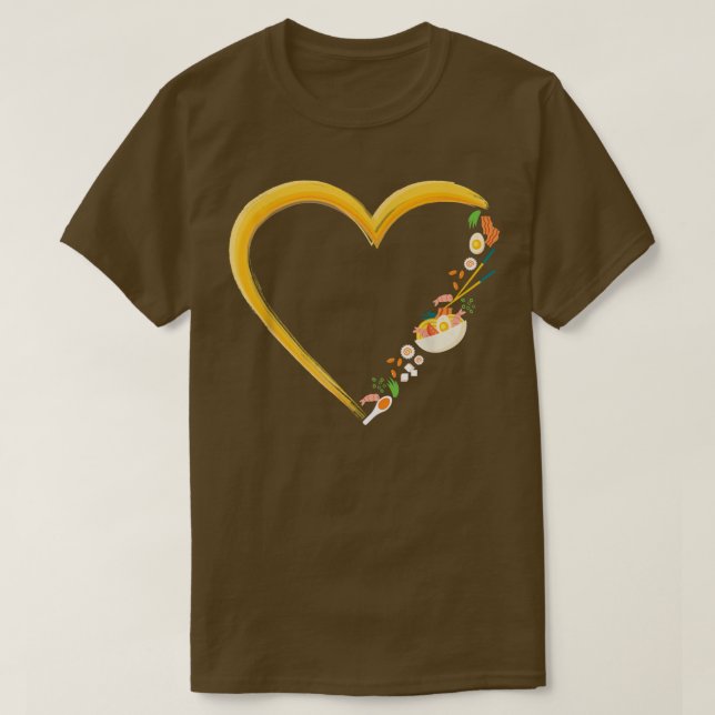 Ramen Noodle Bowl Love Japanese Kawaii Heart  T-Shirt (Design Front)
