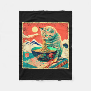 Ramen Noodle Cats Outfit Japanese Scripture Design Fleece Blanket