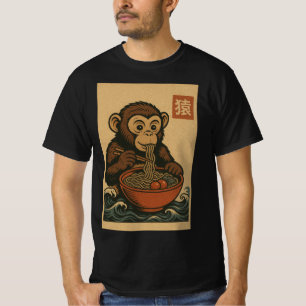 Ramen Noodle Eating: Monkey Mens T-Shirt