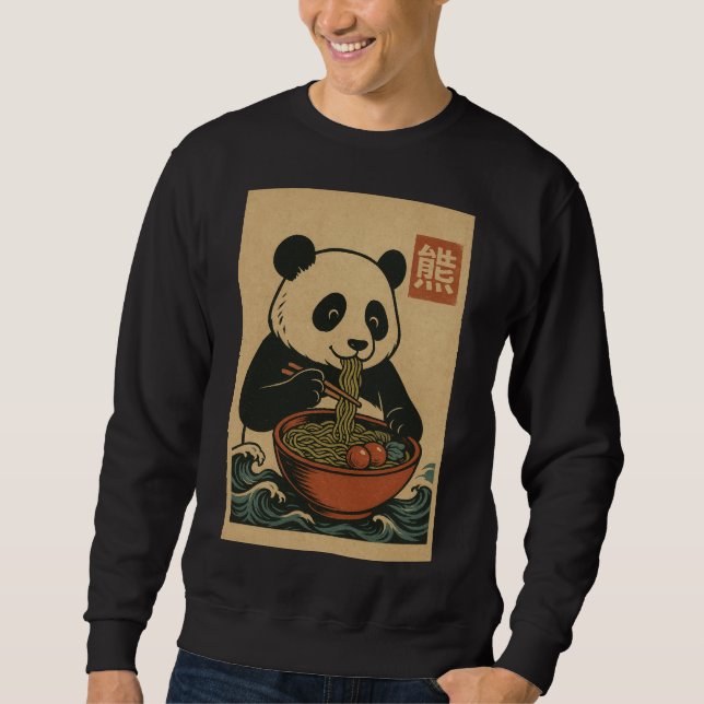 Ramen Noodle Eating: Panda mens sweatshirt (Front)