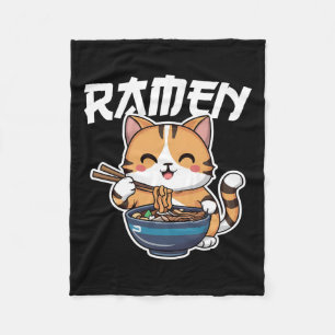 Ramen Noodle Neko Cat Japanese Kawaii Manga Anime  Fleece Blanket