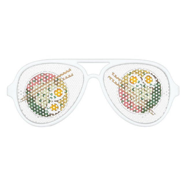 Ramen Noodles Bowl Japanese Food Restaurant Foodie Aviator Sunglasses (Front)