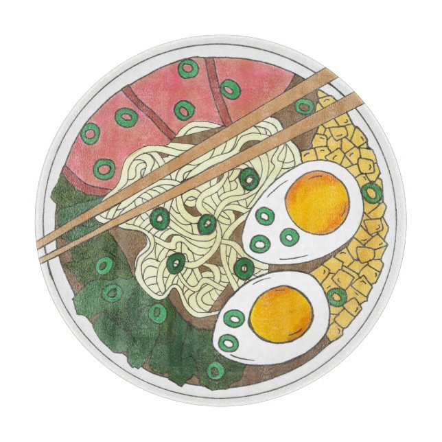 Ramen Noodles Bowl Japanese Food Restaurant Foodie Cutting Board (Front)