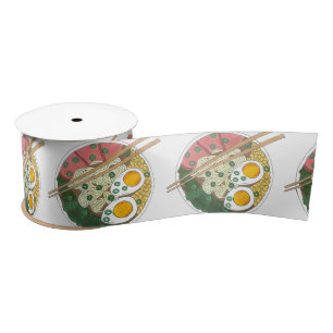 Ramen Noodles Bowl Japanese Food Restaurant Foodie Satin Ribbon
