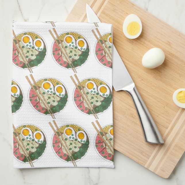 Ramen Noodles Bowl Japanese Food Restaurant Foodie Tea Towel (Quarter Fold)