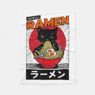 Ramen Noodles Cat Y2k Retro Anime Cat _1 Fleece Blanket