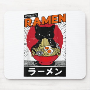 Ramen Noodles Cat Y2k Retro Anime Cat _1 Mouse Pad