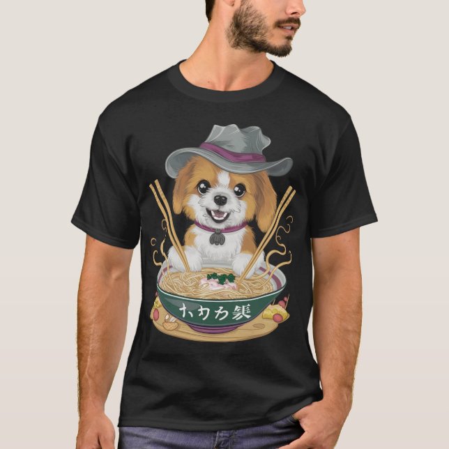 Ramen Noodles.Japanese Culture Anime dog lovers T-Shirt (Front)