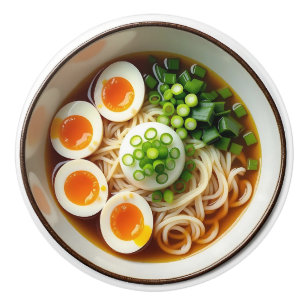 Ramen Noodles Soup with Eggs Ceramic Knob