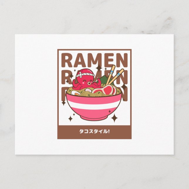 Ramen Octopus Style - Ramen With Octopus Postcard (Front)