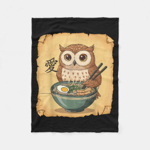 Ramen Owl Noodle Kawaii Lover Japanese Funny Graph Fleece Blanket