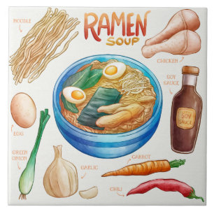 Ramen Recipe Ceramic Tile