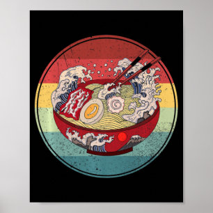 Ramen Retro Style Vintage Anime Japanese Gift Girl Poster