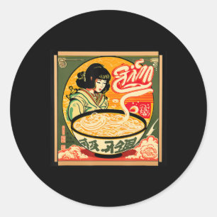 Ramen Retro Sushi Vintage Anime Style Japanese Classic Round Sticker