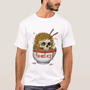 Ramen Skull T-Shirt - Edgy Japanese Noodle Bowl 