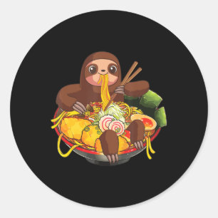 Ramen Sloth Kawaii Anime Japanese Food Gifts Kids Classic Round Sticker