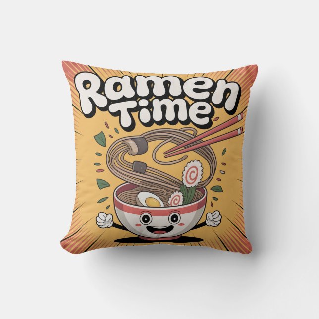 Ramen Time – Cute Cartoon Ramen Bowl Cushion (Front)