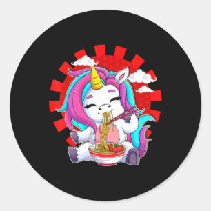 Ramen Unicorn Kawaii Anime Japanese Food Gift Girl Classic Round Sticker