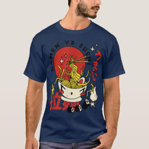 Ramen Vs Sushi Cool Foodie  T-Shirt