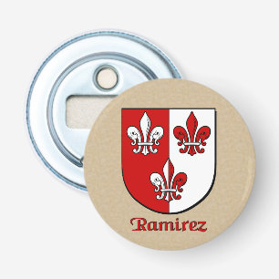 Ramirez Heraldic Arms on Parchment Style Back Bottle Opener
