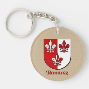 Ramirez Historical Shield with Flag of Mexico Key Ring