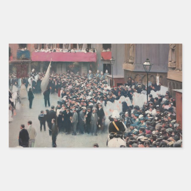 Ramon Casas - The Corpus Christi Procession Rectangular Sticker (Front)