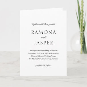 Ramona Black and White Minimal Elegant Wedding Invitation