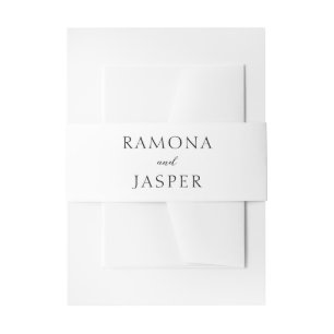 Ramona Black and White Minimal Elegant Wedding Invitation Belly Band